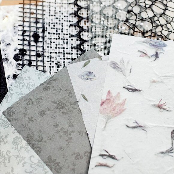 8 Pack Textured Scrapbooking Paper and Mesh Fabric Supplies, 5.1x7.0 Inch, Multi - Picture 7 of 7